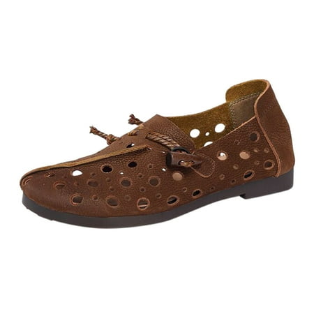 OJSFQUFP Womens Shoes Fashion Womens Breathable Lace Up Shoes Flats Casual Shoes Casual Walking Shoes for Gym Travel Work Zapatos Para Mujer Brown 40