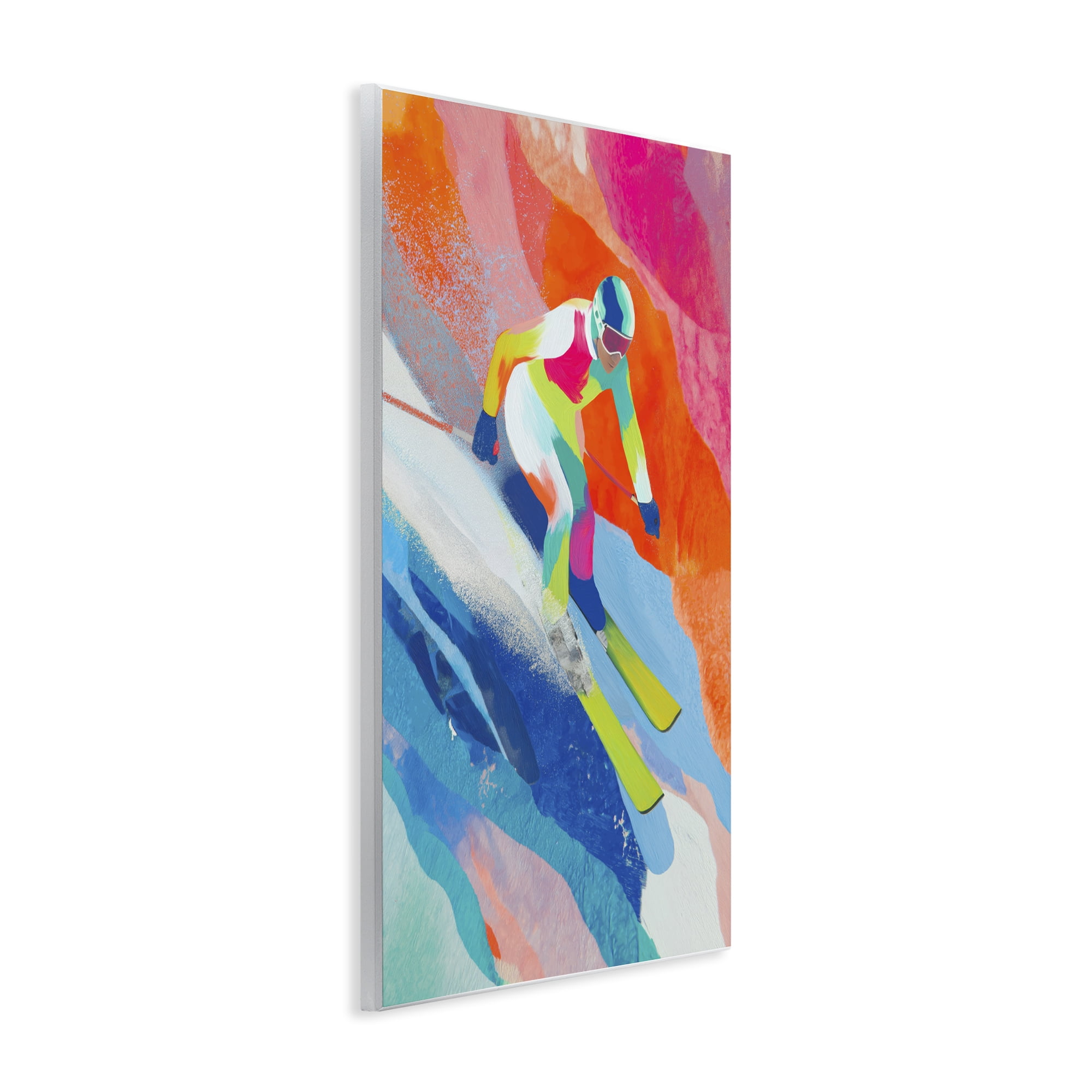 Stupell Industries Skiing Down Neon Slopes Wall Plaque Art, design by Chromatic Storm Studio