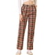 thumbnail image 1 of INSPIRE CHIC Pantalones a cuadros casuales para mujer, bolsillos, pierna recta, trabajo, oficina, pantalones Rojo Marrón Beige XS, 1 of 6