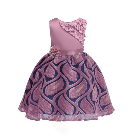 

2T Baby Girls Dress Baby Girls Party Dress Floral Dress Sleeveless Dress Birthday Gift 2-3T Toddler Girls Formal Princess Dress Purple