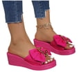 thumbnail image 6 of DeHolifer Ladies' One-Strap Slippers Wedge Heels Open Toe Casual for Spring Summer Beach PU, 6 of 8