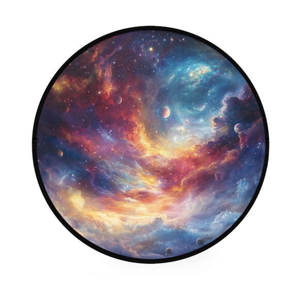 BZSMCE Round Decorative Floor Mat Colors Of The Universe Pattern 36.2IN