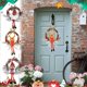 thumbnail image 1 of Corona de Navidad de ratán - Decoración colgante para puertas navideñas rojas y blancas de 13,8 pulgadas para chimenea, pared y porche, 1 of 6