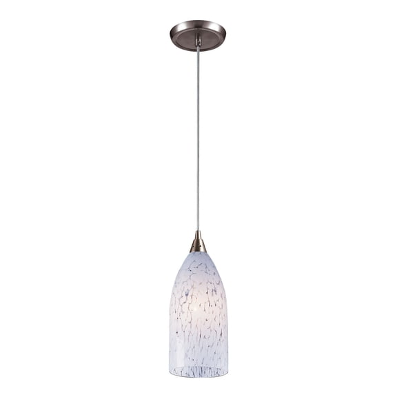 Elk Home Verona 5'' Wide 1-Light Pendant - Satin Nickel with Snow White Glass