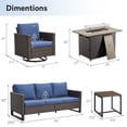 thumbnail image 2 of Gymojoy Patio Furniture Set 5 Piece Brown Wicker Outdoor Furniture Patio Sectional Sofa Couch PE Rattan Conversation Sets with Fire Pit Table, Navy Cushion, 2 of 15