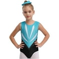 thumbnail image 3 of YiZYiF Kids Girls Sleeveless Gymnastics Leotards Training Bodysuit with Shorts Leggings And Headband Blue Green 16, 3 of 7