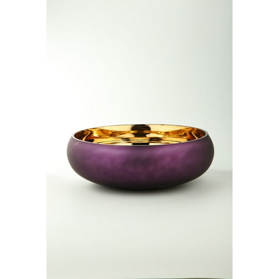 15.5" Purple Handblown Glass Bowl Tabletop Decoration