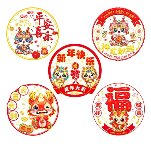 Yuarrent 10 pack/lote decoraciones de Año Nuevo Lunar impresionantes pegatinas de ventana para decoraciones de año Kits de decoración para fiestas Un 28*35cm