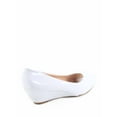 thumbnail image 2 of Fisher-7 Women's Slip On Patent Open Peep Toe Low Wedge Heel Pump Shoes (White, 5.5), 2 of 2