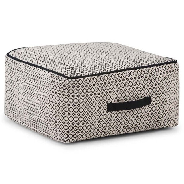 Simpli Home Pouf Carré Karité Boho en Coton Noir et Naturel à Motifs