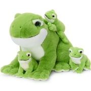 MaoGoLan 4pcs Frog Stuffed Animals 15.7'' Plush Frog Pillow with 3 Frog Babies Plush Toy