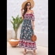 thumbnail image 5 of Vestido Informal, Fluido, con Estampado Floral Bohemio, Hombros Descubiertos, para Mujer (Verano 2025) Fondo Negro M, 5 of 9