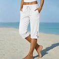 thumbnail image 5 of Zeliretfy Women Capri Pants Summer Casual Cropped Pants Drawstring Elastic High Waisted Trousers with Pockets, 5 of 8