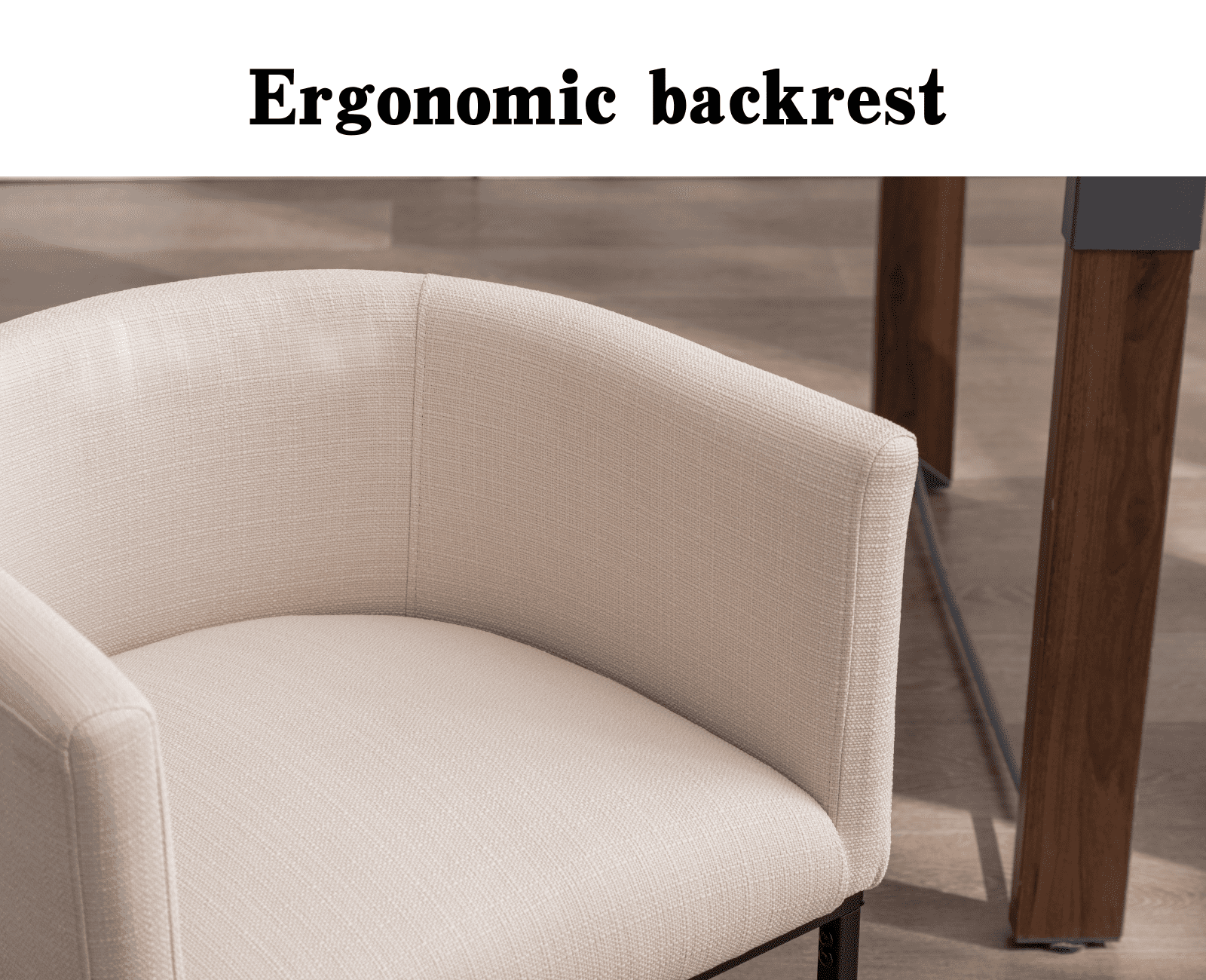 Guyou Modern Linen Dining Chair Set of 3, Mid-century Upholstered Barrel Kitchen Chairs Fabric Side Chair with Metal Legs and Curved Back for Living Room Dining Room Bedroom, Cream