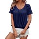 thumbnail image 2 of Camisetas Casuales de Verano para Mujer, Camisetas de Corta con Cuello en V, Azul Oscuro L, 2 of 7