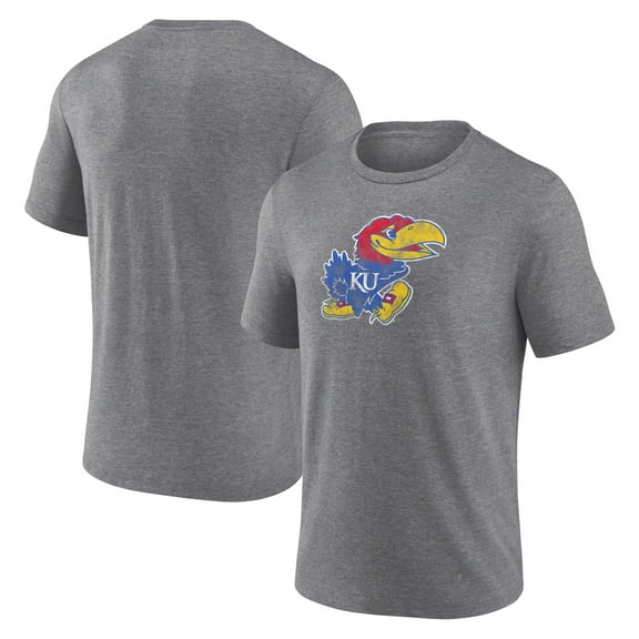 Men's Heather Gray Kansas Jayhawks Classic Primary Tri-Blend T-Shirt