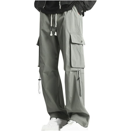 LMOIPLI Men s Cargo Pants Elastic Waist Drawstring Soft Comfortable Breathable Fabric Outdoor Casual Wear Great for Jogging Hiking Relaxing Full Length Trousers Green XXL