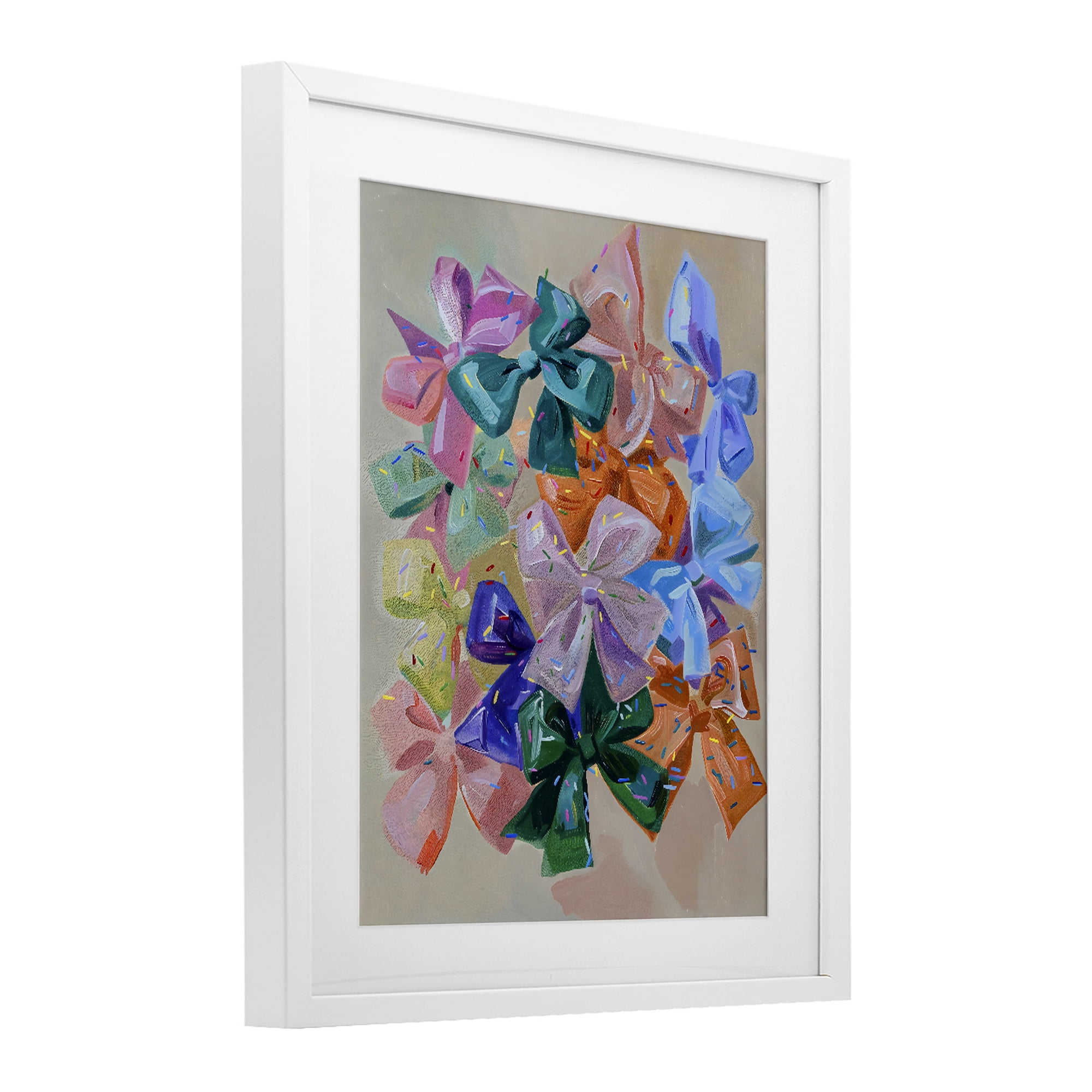 Stupell Industries Bright Bows Cluster with Sprinkles White Framed Print Under Glass, design by The Prints Vibe