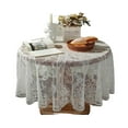 thumbnail image 2 of Lace Tablecloth Embroidered Elegant Floral Patterns Table Cloth Round Overlay Table Cover for Wedding Party Holiday Long Dinner Home Decor, 2 of 6
