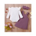 thumbnail image 4 of Mialoley Baby Girl Ruffle Crotch Button Tops Suspender Skirt Headband Suit, 4 of 9