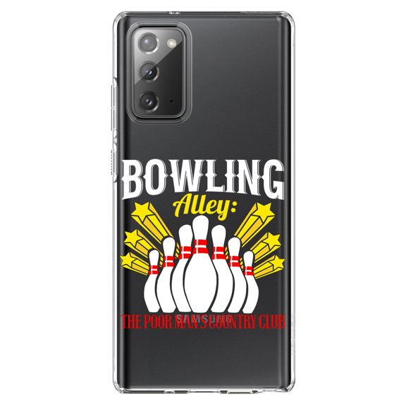 DistinctInk Clear Shockproof Hybrid Case for Galaxy Note 20 ULTRA (6.9" Screen) - TPU Bumper Acrylic Back Tempered Glass Screen Protector - Bowling Alley The Poor Man's Country Club