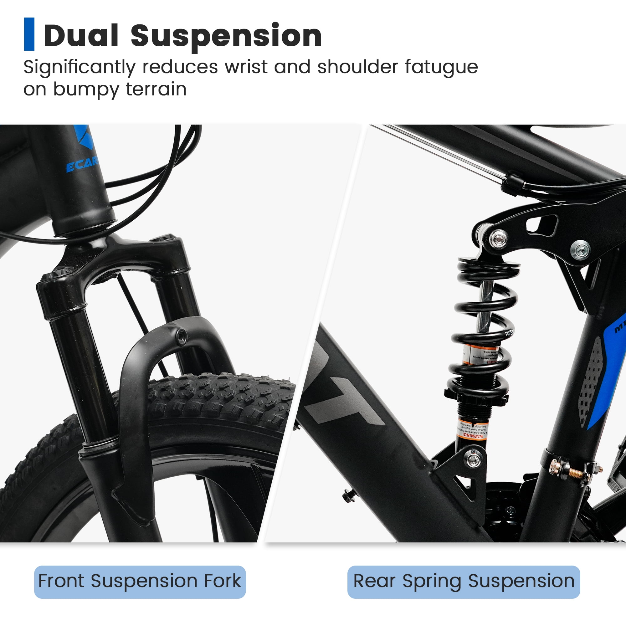 26 Inch Full Suspension Mountain Bike for Men, 21 Speed Mountain Bicycle with Dual Disc Brakes, High-Carbon Steel Frame Outdoor MTB Bike for Men Adult, Black