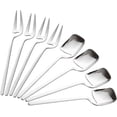 thumbnail image 1 of Juego de 8 tenedores y cucharas de postre KAIYANG Acero inoxidable para postre té café y aperitivos, 1 of 5