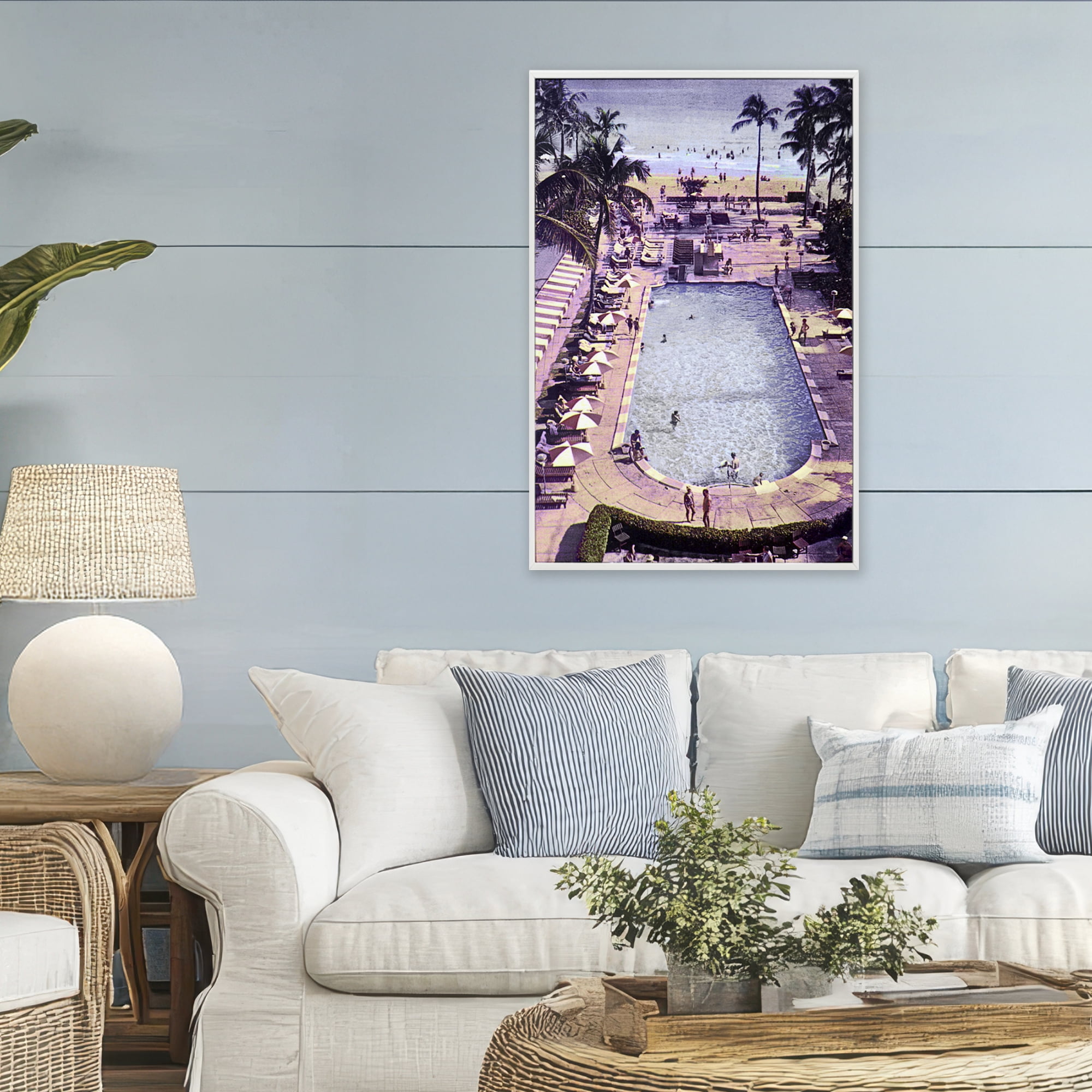 Stupell Industries Vintage Miami Sands White Framed Giclee Art, design by Grotto Studios