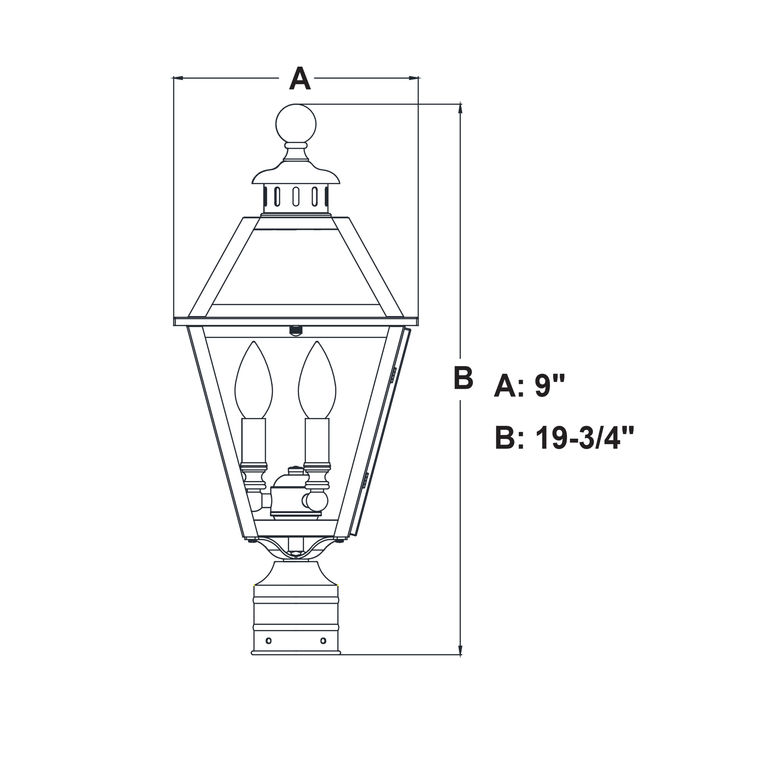 Vaxcel Nottingham 3L Black Outdoor Empire Post Light Clear Glass