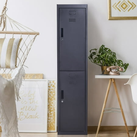 - 71” 2 Tier Freestanding Steel Metal Lockable Locker Storage Cabinet