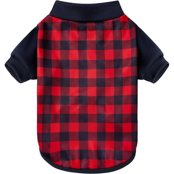 Plaid Dog Christmas Outfit - Turtleneck Dog Sweater with Leash Hole, Soft & Warm Cold Weather Coat for Dogs and Cats, Perfect for Christmas