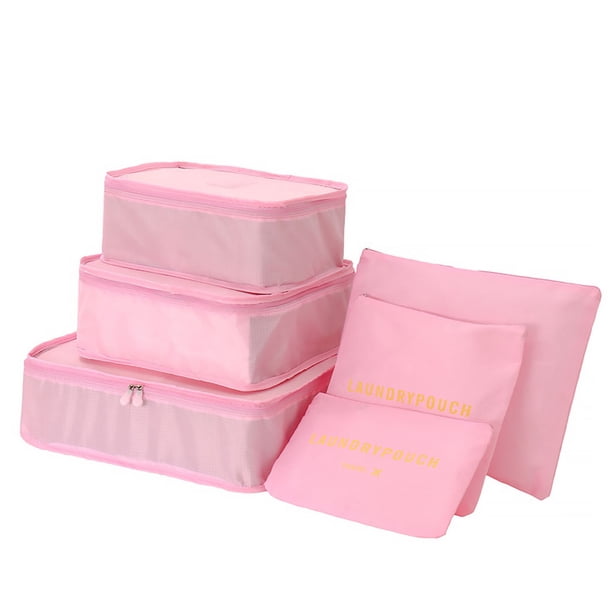 Bolsas de almacenamiento de viaje Paquetes de ropa Bolsas de compresión de equipaje Maleta organizadora de lavandería, Rosa 6 Piezas Inevent LF0127-04B