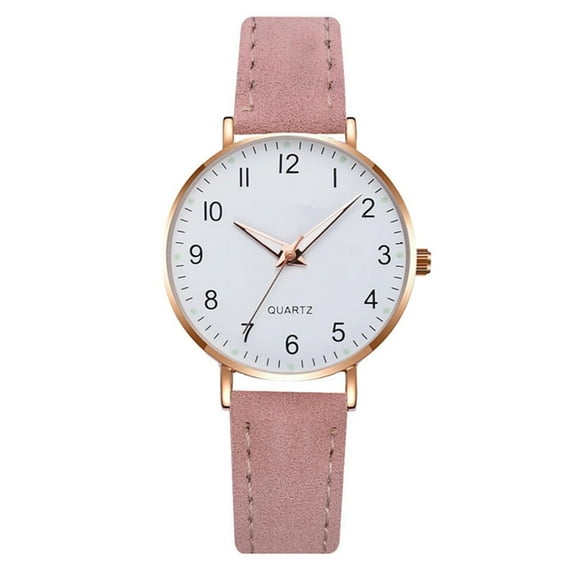 KGOTA Women Glow in The Dark Round Dial Wrist Watch Leather Strap Quartz Minimalist Watch Casual Fashion Retro Quartz Watch Analog Quartz Wrist Watch Gift for Holidays And Special Occasions