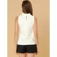 thumbnail image 5 of DARING DIVA Mock Neck Ruffle Sleeveless Casual Blouse Top M White, 5 of 6
