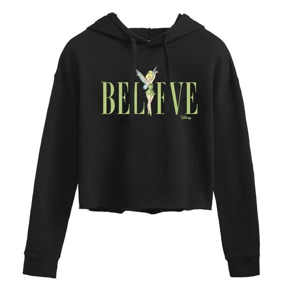 Tinker Bell - Believe - Juniors Cropped Pullover Hoodie