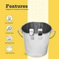 thumbnail image 4 of 4 Quart Stainless Steel Flat Sided Bucket with Dual Hooks | 1 gal Durable Food & Water Bowl for XL Dogs, Cats, Goat & Livestock | Fits kennel Cage Critter Crate | Hanging Utility Pet Pail, 4 of 9