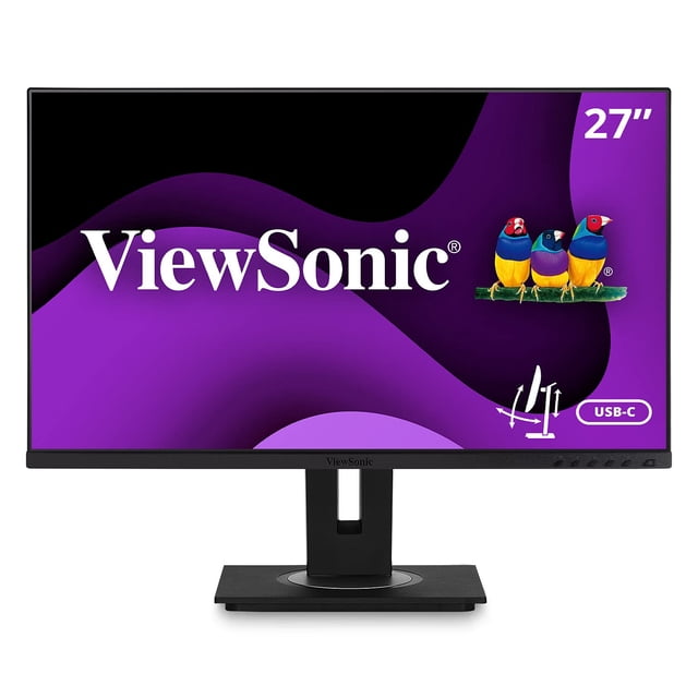 ViewSonic VG2755 27 Inch IPS 1080p Monitor with USB 3.1 Type C HDMI DisplayPort VGA and 40 Degree Tilt Ergonomics for Home and Office (Renewed)