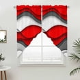 thumbnail image 5 of Red Grey Ombre Kitchen Window Curtains, Swag Curtains Valance for Bedroom Living Room Bathroom, Abstract Modern Moire Art Geometric Rod Pocket Window Treatment Curtain Block Drapes 2 Panels 28"x36", 5 of 9