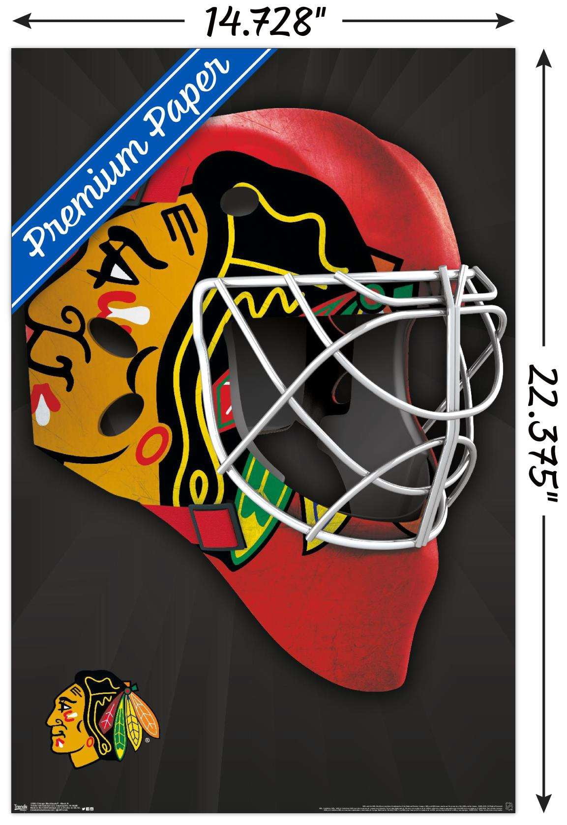 NHL Chicago Blackhawks - Mask 16 Wall Poster, 14.725" x 22.375"