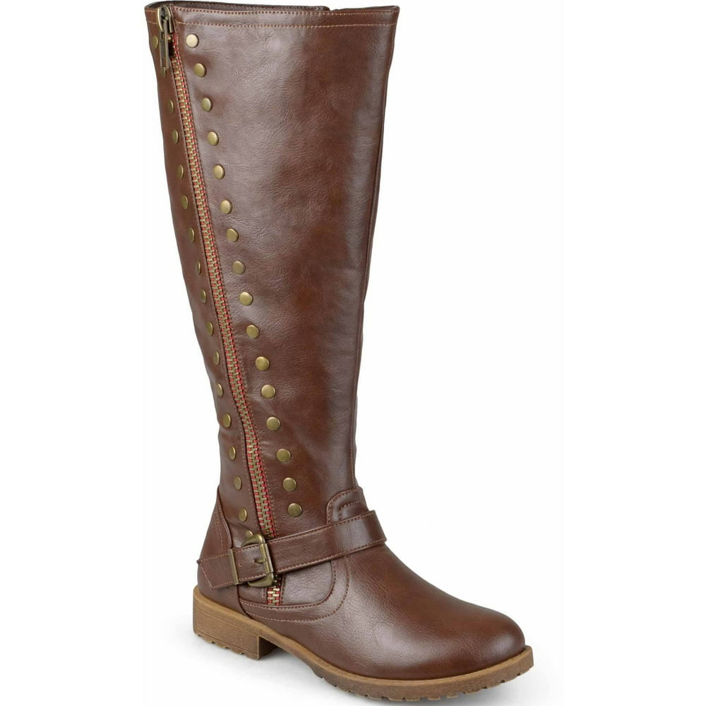 Brinley Co. - Women's Wide-Calf Zipper Studded Riding Boots - Walmart