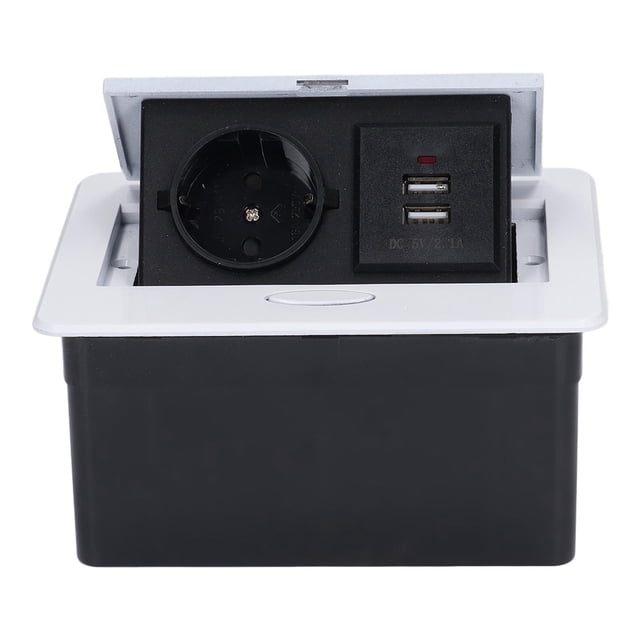 DEWIN Enchufe De Escritorio Integrado, 2500W Enchufe De Escritorio Integrado EU 2Pin 2 USB Toma De Corriente Oculta Impermeable AC250V 16A