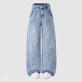 thumbnail image 2 of Guluxicc Baggy Jeans for Girls Wide Leg Pants Loose Elastic Waisted Teen Girls Cute Preppy Y2K Streetwear, 2 of 7