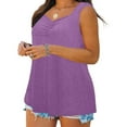 thumbnail image 4 of Admvng Tank Top for Women Plus Size V-Neck Solid Color Loose Fit Casual Summer Sleeveless Top L-5XL, 4 of 7