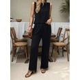 thumbnail image 5 of Women'S 2 Piece Outfits Vest Crew Neck Sleeveless Casual Sets Wide Leg Pants Suits Black XXL, 5 of 7