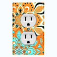 thumbnail image 1 of Metal Light Switch Plate Cover Orange Teal Flower Mandala Tile Pattern MDL016, 1 of 13