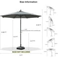 thumbnail image 5 of PURPLE LEAF 9 ft Patio Umbrella Outdoor Market Umbrella w/ Dual Tilt Buttons & Crank, 8 Aluminum Ribs, UV Protection for Garden Deck Pool Patio - Gray, 5 of 7