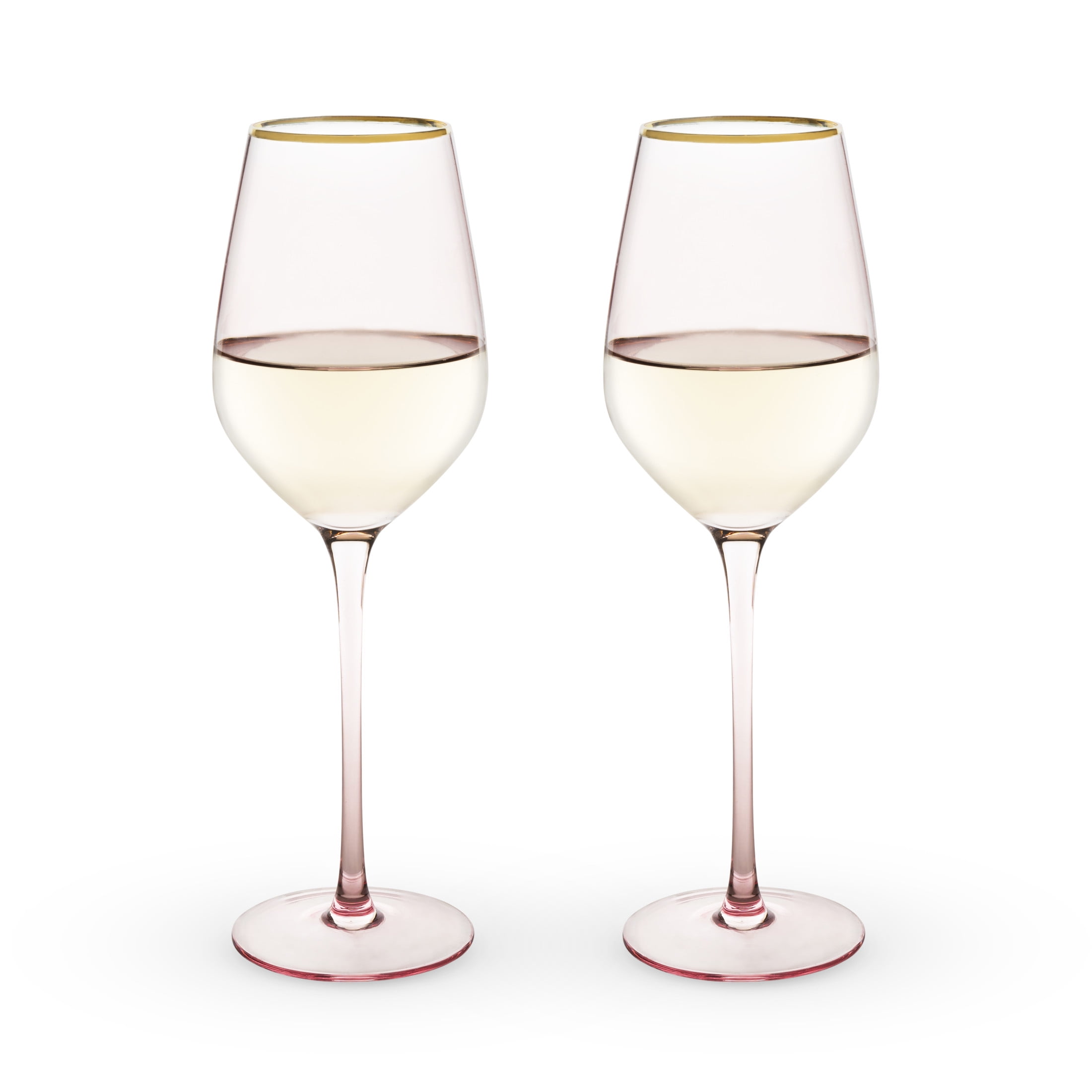 Twine Rose White Wine Glasses for Holiday, Birthday Gifts, Set of 2 14 oz