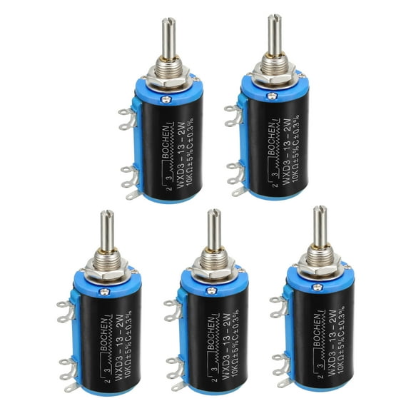 Uxcell 10K Ohm Adjustable Resistors Wire Wound Multi Turn Precision Potentiometer 5packs