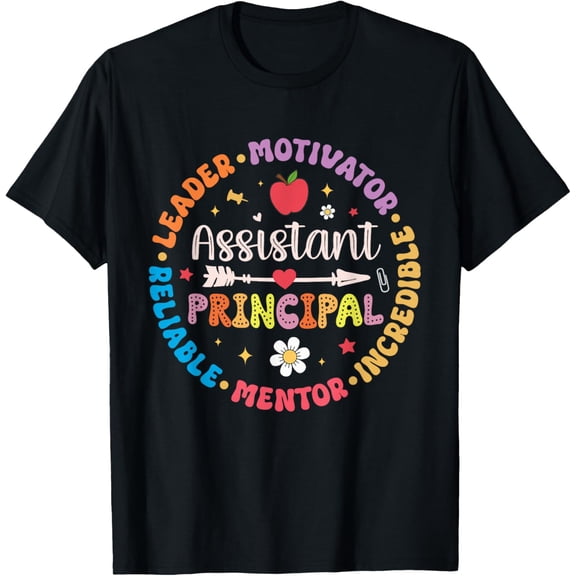 Groovy School Assistant Principal Teacher Appreciation T-ShirtMen's and women's gift, black and white T-shirt, size: Extra large S-4XL