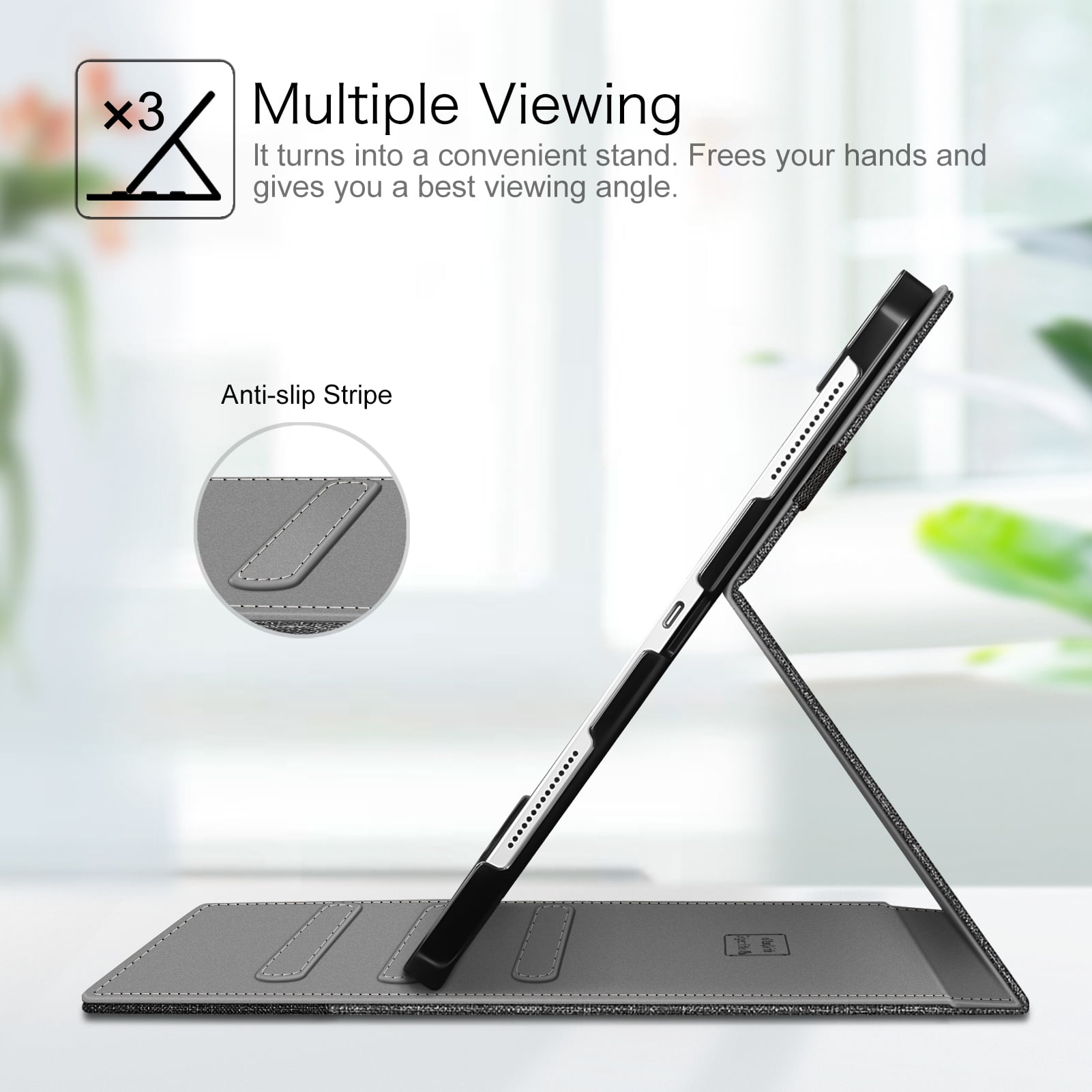 Fintie Folio Case w/ Pocket for iPad Pro 12.9 (2021/2020/2018) - Multi-Angle Smart Stand Cover w/Pencil Holder, Auto Sleep/Wake for iPad Pro 12.9" 5/4th/3rd Generation